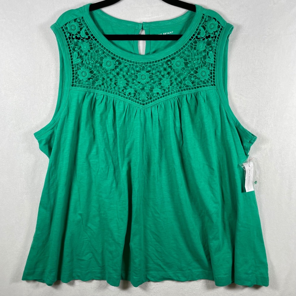 nwt lane bryant cotton boho crochet floral lace neck tank 26/28 airy cottage